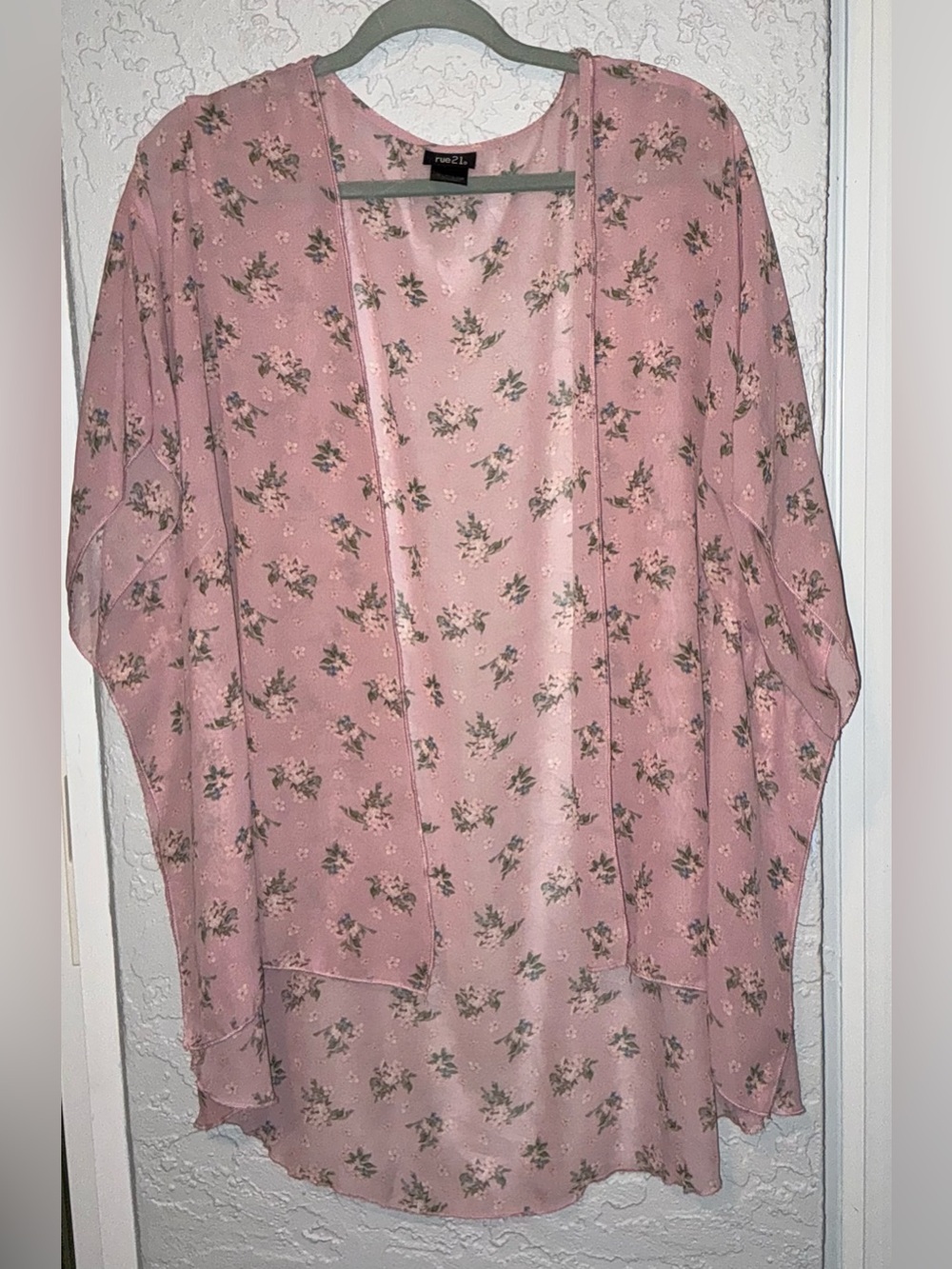 Rue21 Dusty Pink Floral Open-Front Sheer Cardigan